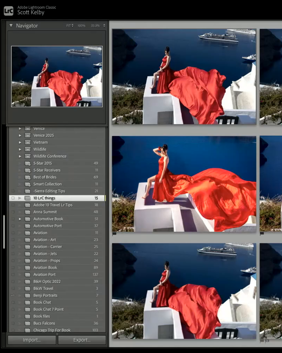 A before-and-after from Scott Kelby's 10 Things You Need to Be Doing in Lightroom course