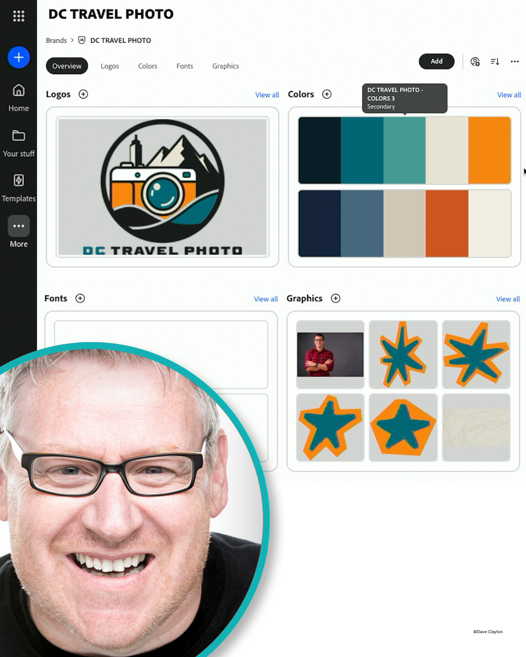 A complete brand guide with logos, colors, and fonts in Adobe Express